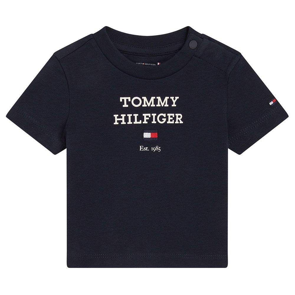 Tommy Hilfiger - Baby TH Logo Print Short Sleeve Tee - Blue