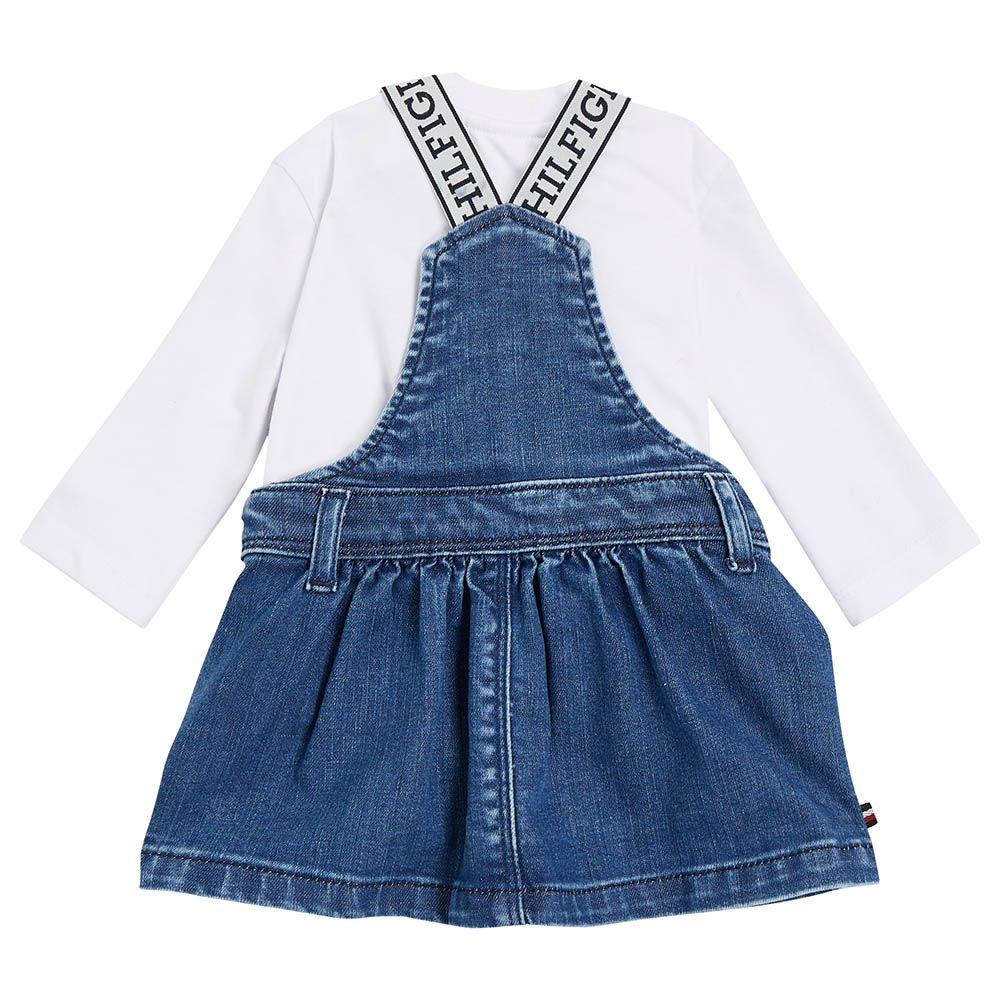 Tommy Hilfiger - 2pc-Set - Baby Top & Denim Dungaree Dress - Denim