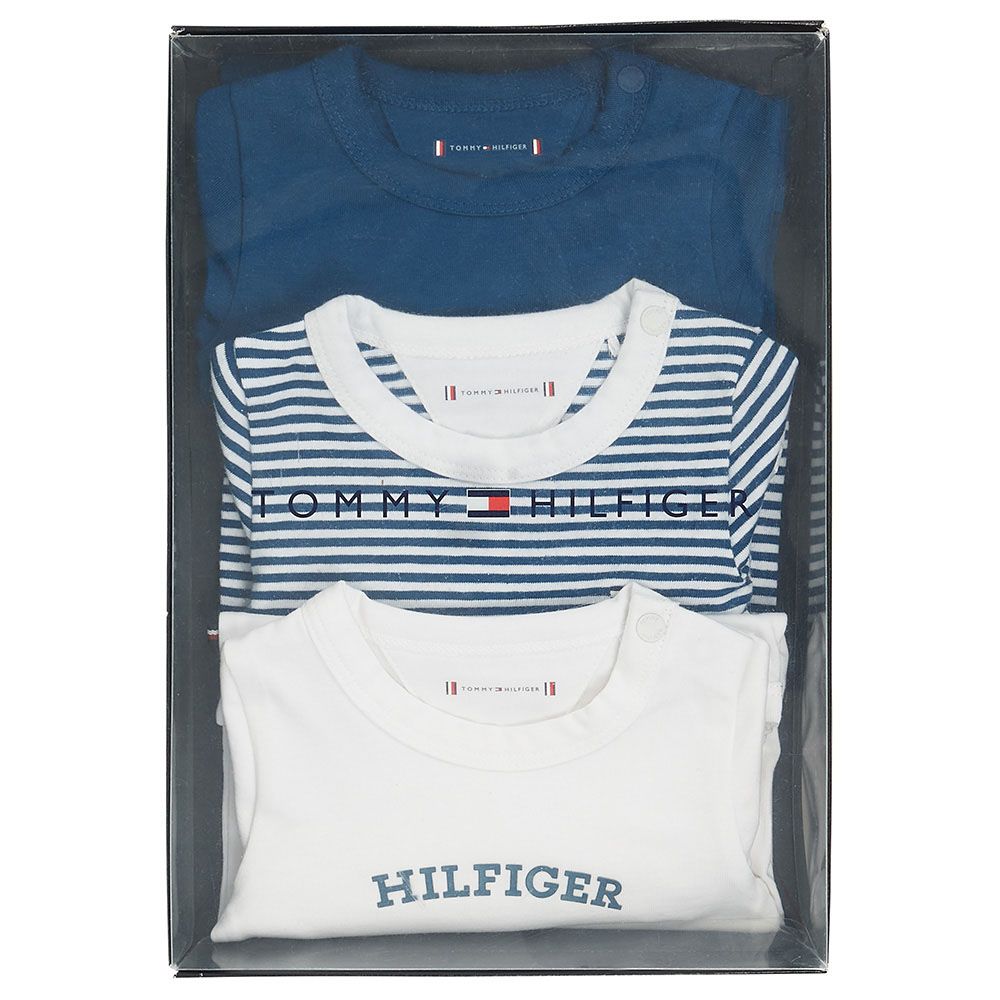 Tommy Hilfiger - 3pc-Set - Baby'S Striped Bodysuit - Blue