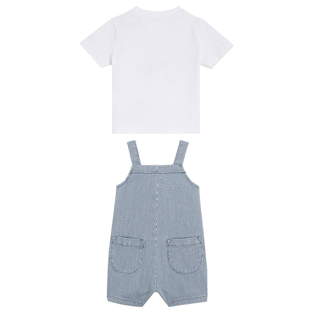 Tommy Hilfiger - 2pc-Set - Baby T-Shirt And Striped Dungaree - Denim