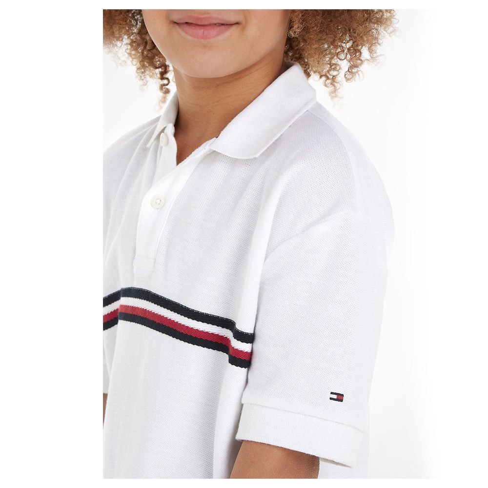 Tommy Hilfiger - Jaquard Global Stripes Short Sleeves Polo T-Shirt - White