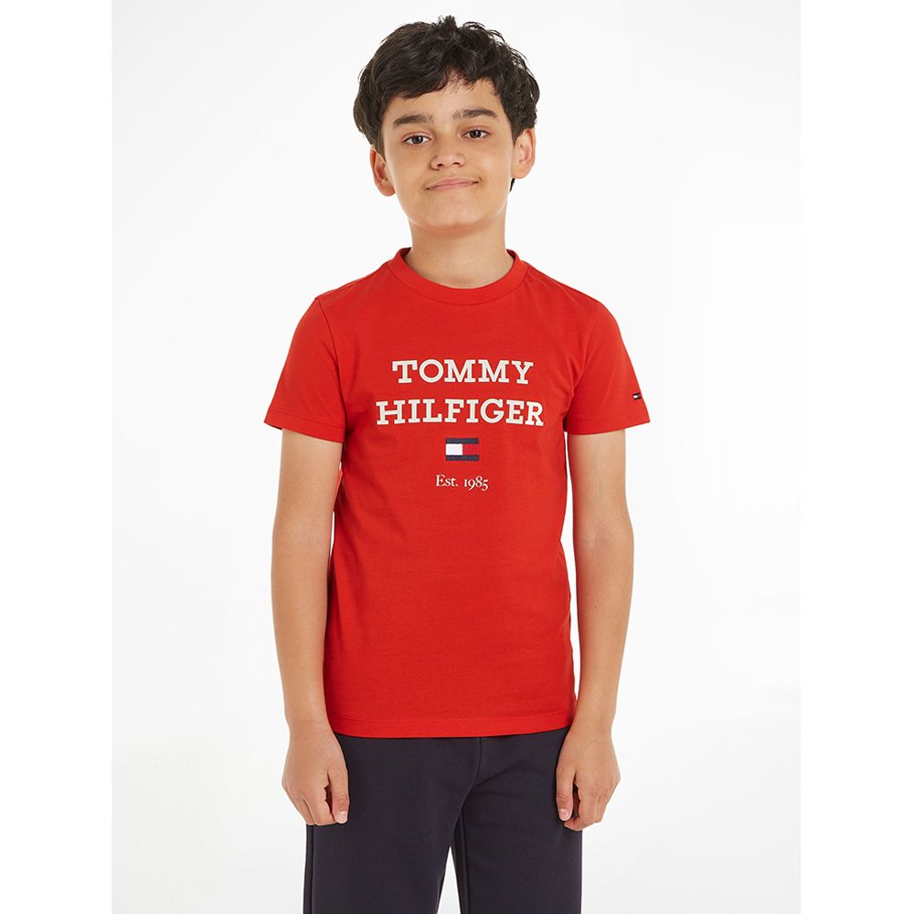 Tommy Hilfiger - TH Logo Print Short Sleeve Tee - Red