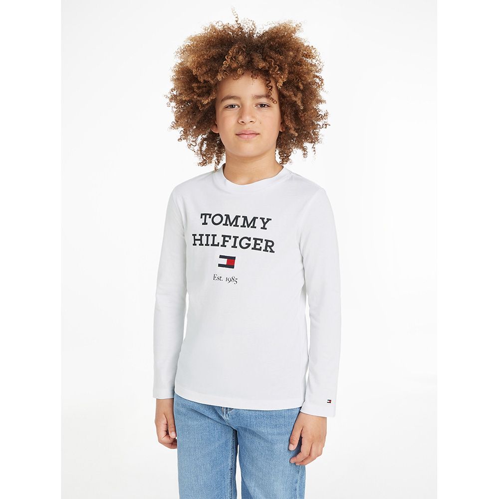 Tommy Hilfiger - TH Logo Print Long Sleeve Tee - White