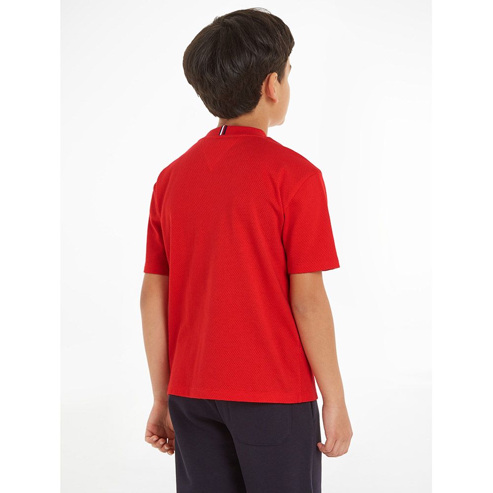 Tommy Hilfiger - Mesh Varsity Short Sleeve Tee - Red