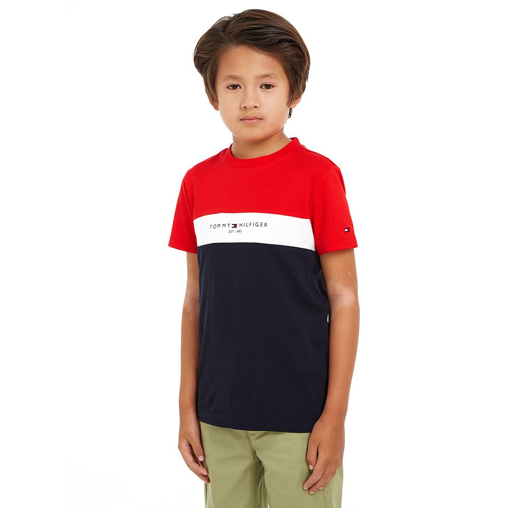 Tommy Hilfiger - Essential Color block Logo Short Sleeves Tee - Red