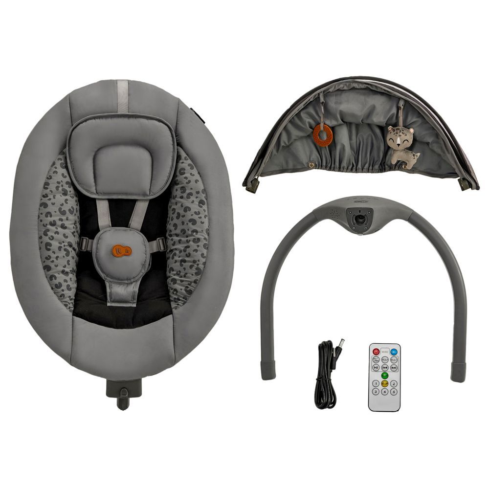 Kinderkraft - 2-In-1 Lumi 2 Electric Rocker-Bouncer - Dark Grey