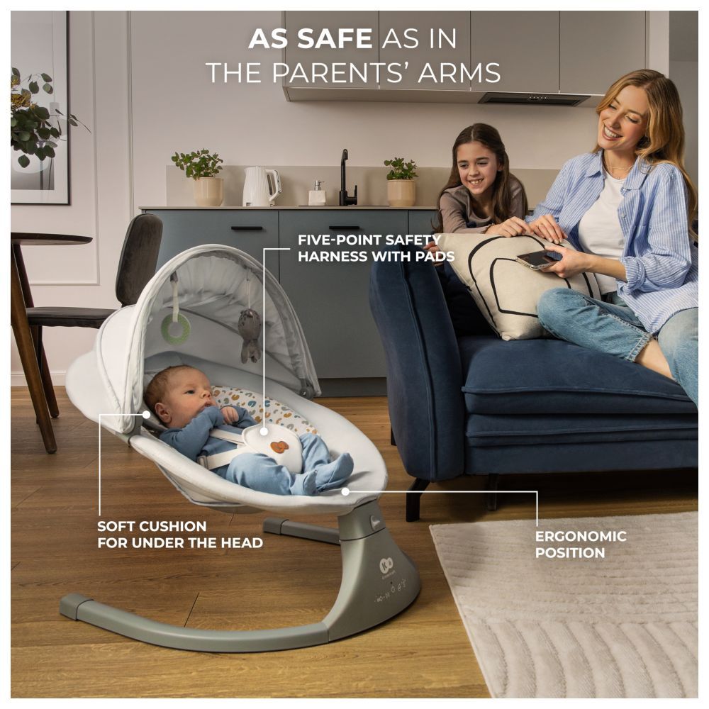 Kinderkraft - 2-In-1 Lumi 2 Electric Rocker-Bouncer - Dark Grey