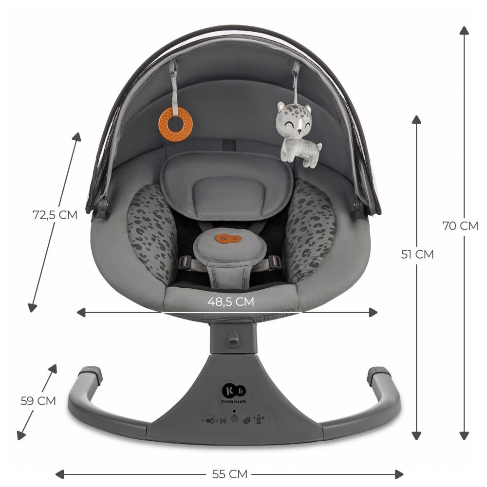 Kinderkraft - 2-In-1 Lumi 2 Electric Rocker-Bouncer - Dark Grey