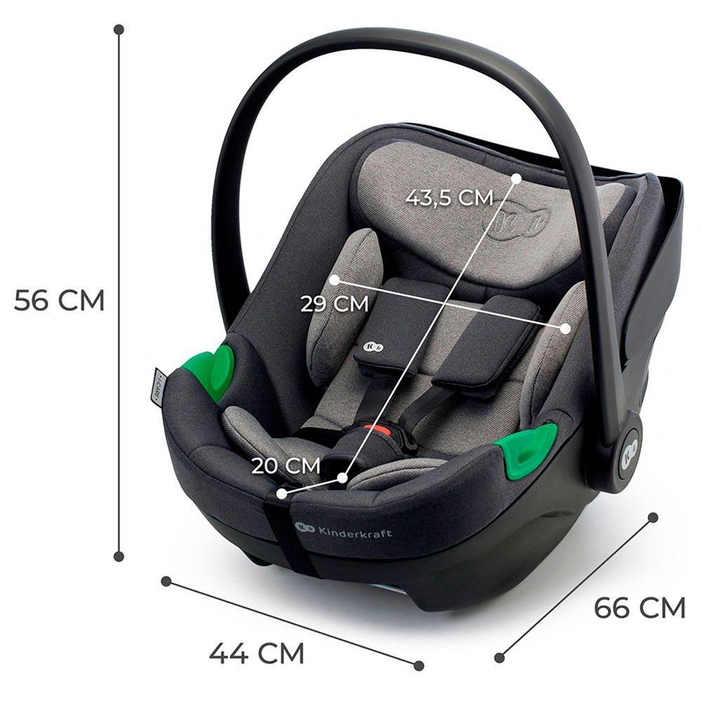 كيندر كرافت - كرسي السيارة للأطفال أي-كير أي-سايز - رمادي