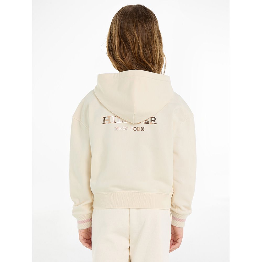 Tommy Hilfiger - Monotype Foil Zip Thru Hoodie - Beige