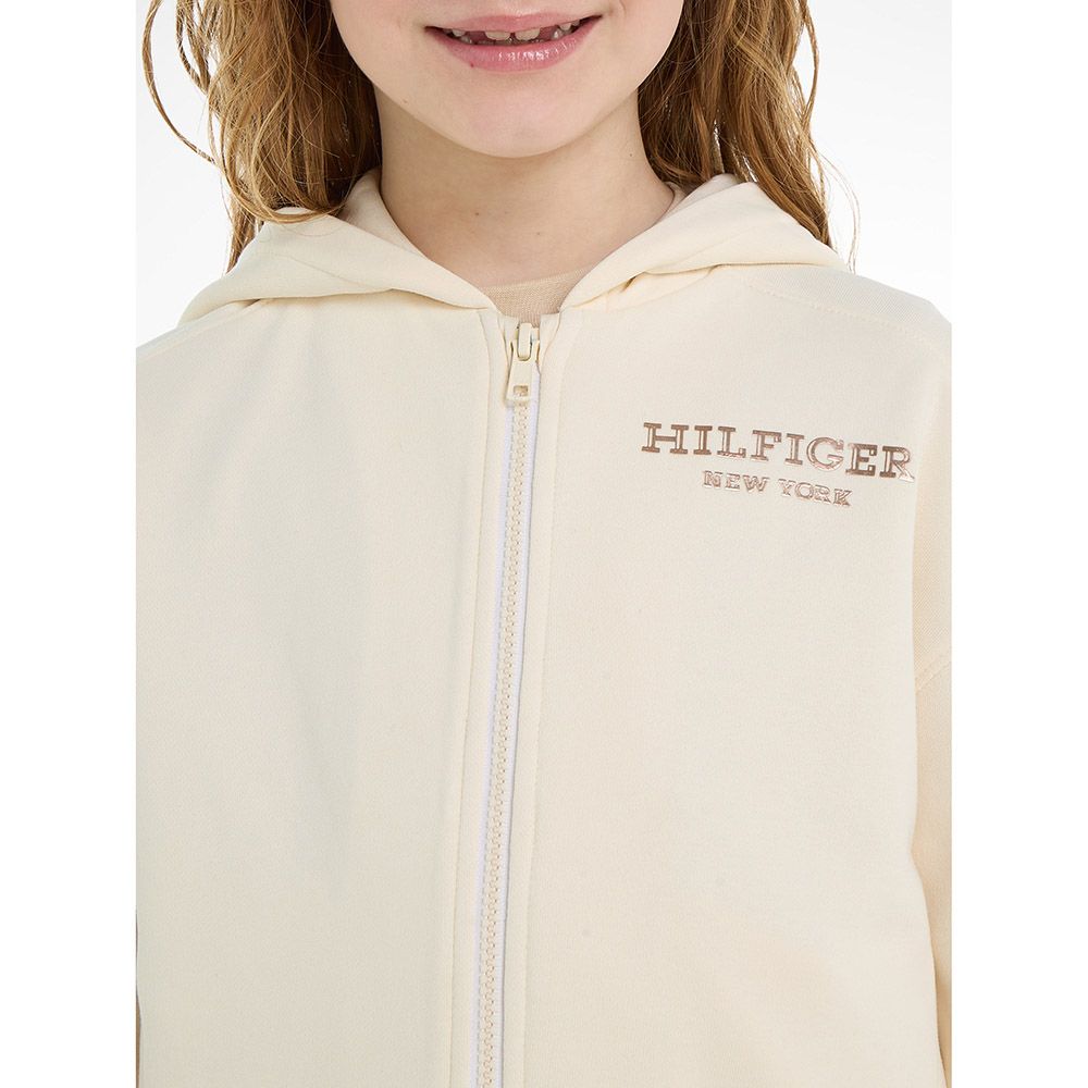 Tommy Hilfiger - Monotype Foil Zip Thru Hoodie - Beige