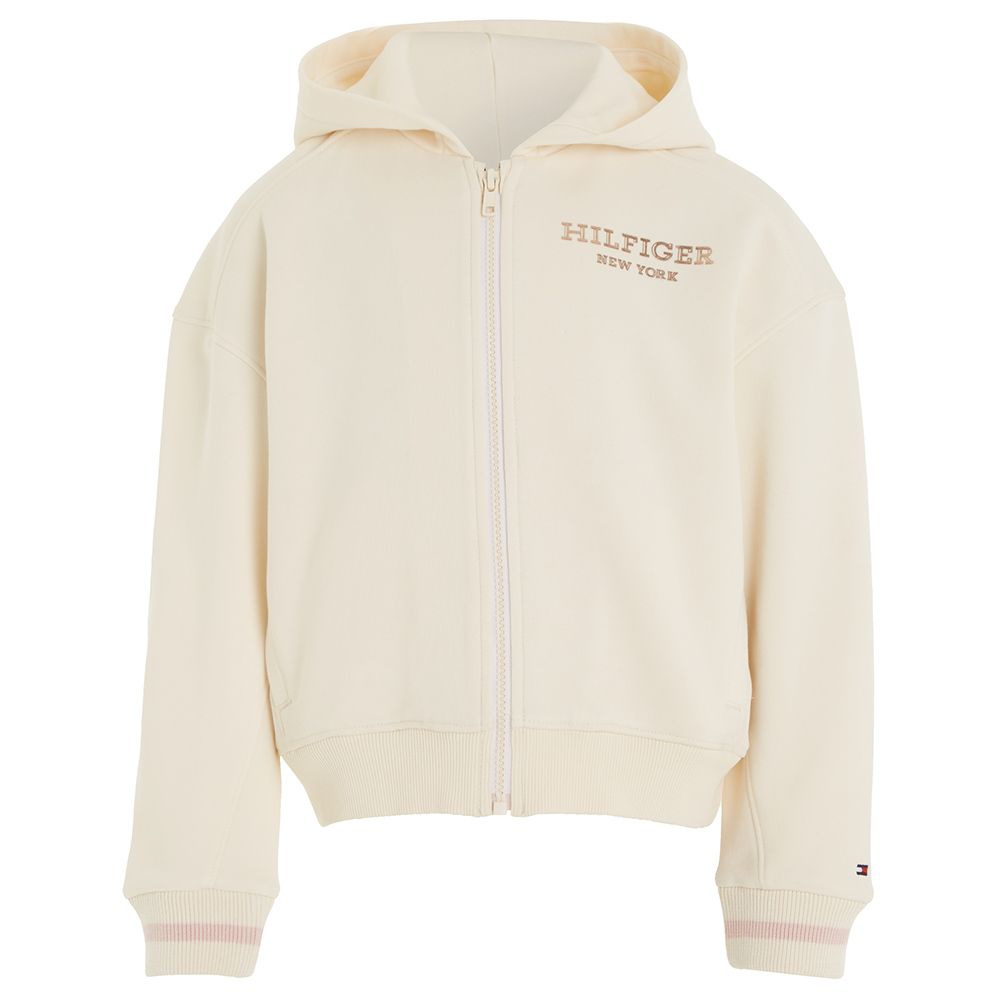 Tommy Hilfiger - Monotype Foil Zip Thru Hoodie - Beige