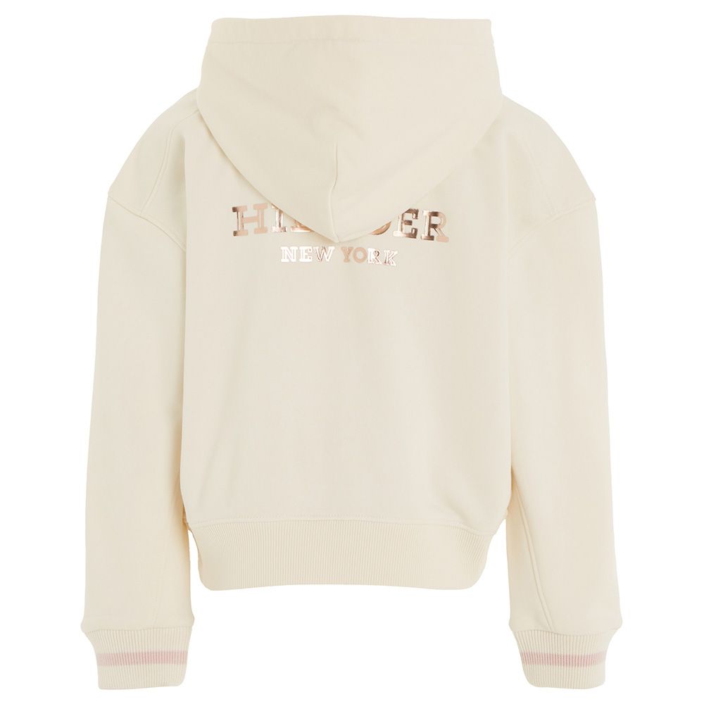 Tommy Hilfiger - Monotype Foil Zip Thru Hoodie - Beige