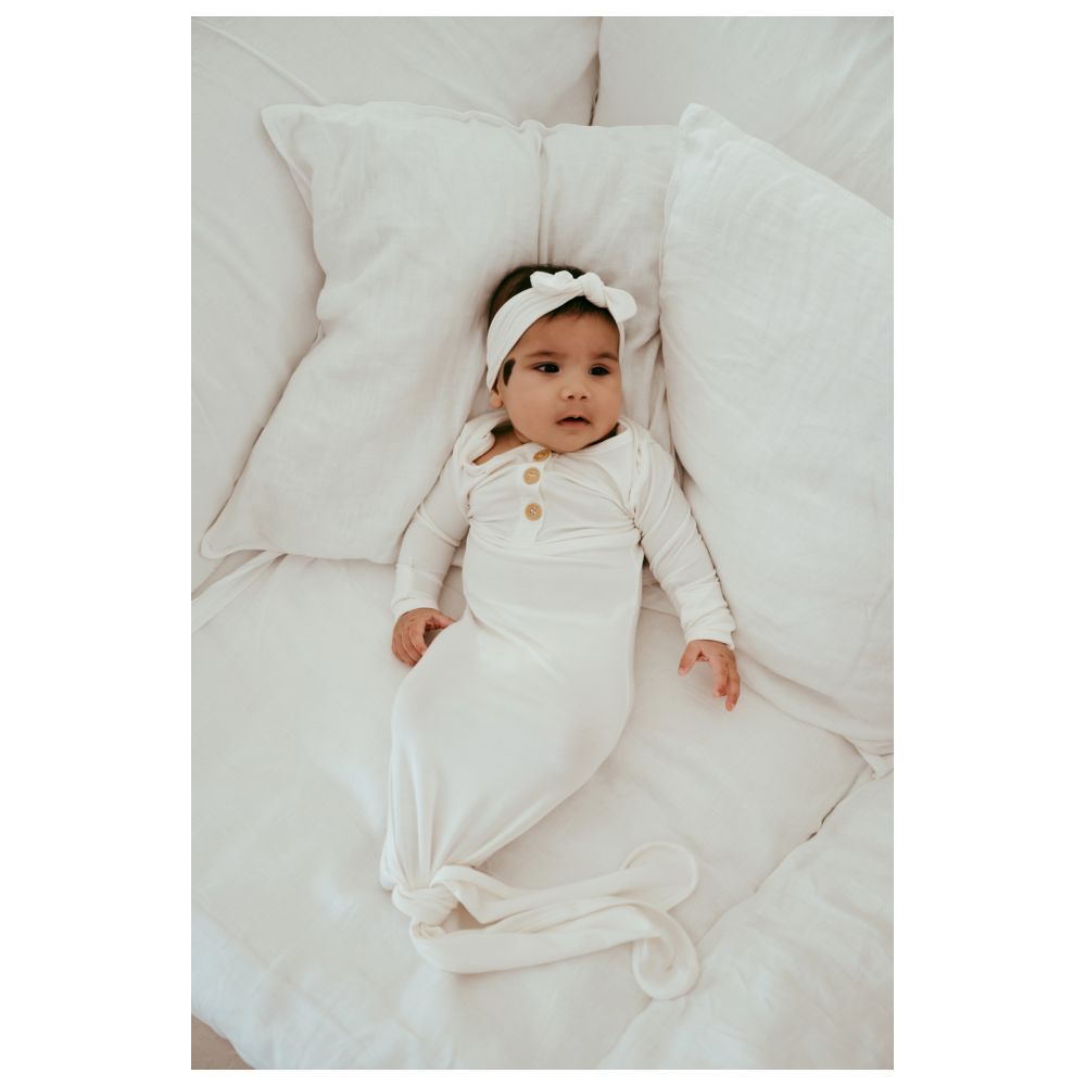 Anvi Baby - Knotted Gown - White