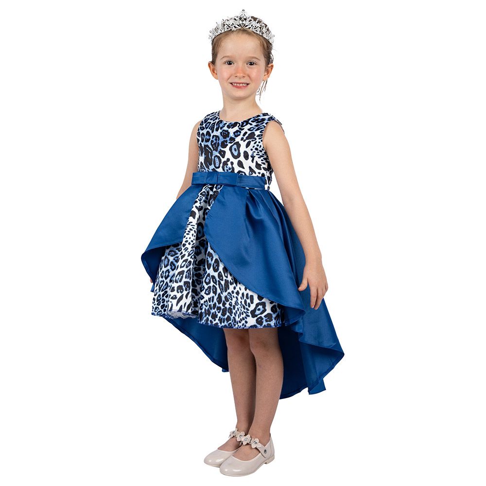 D' Daniela - Amy Leopard Print Party Dress - Blue