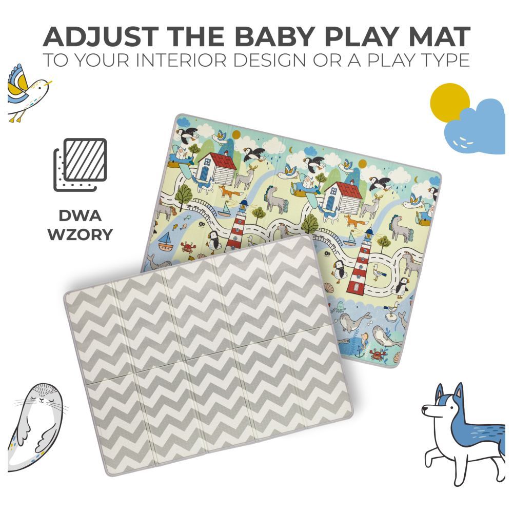 Kinderkraft - Reversible Baby Play & Learn Foldable Mat - Matty2- 197cm x 147 cm