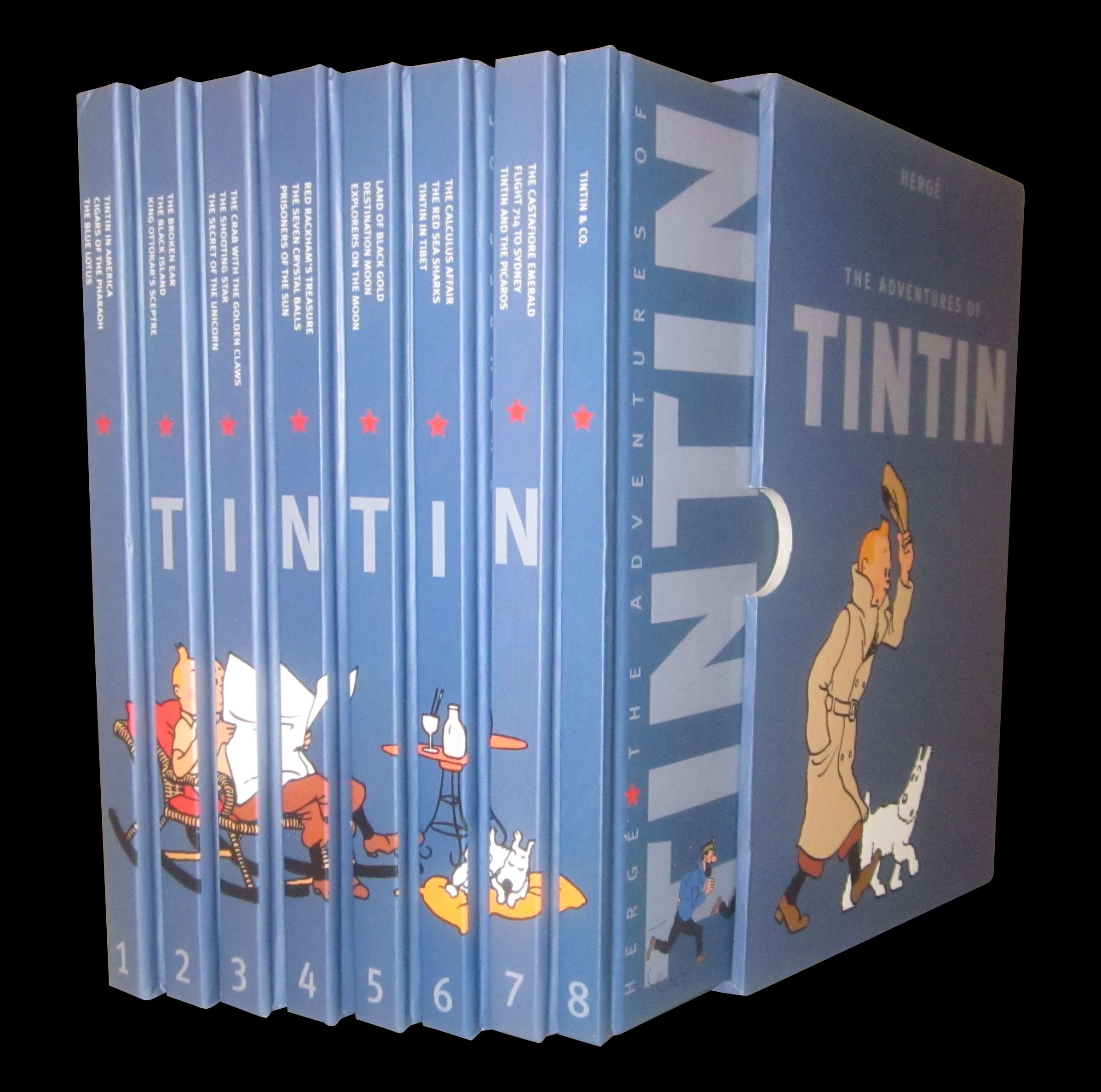 سلسلة مغامرات تان تان "Tintin" الكاملة الملونة من كتب الأطفال الحاصلة على جوائز - 8 كتب 