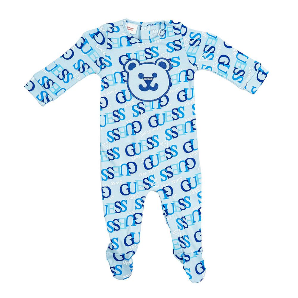 Guess - Boy's Printed Footie Sleepsuit - Blue