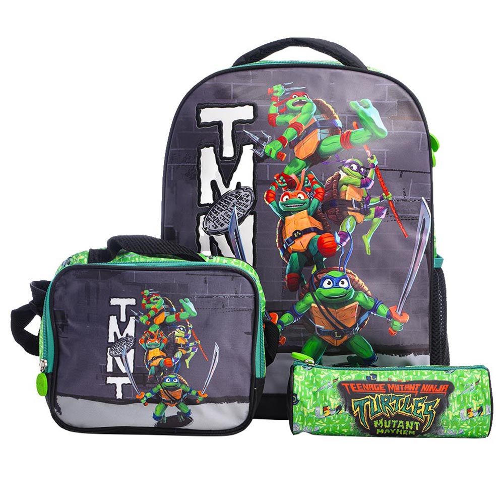 Ninja Turtle - Back Pack 16-inch With Lunch Bag And Pencil Case - Green