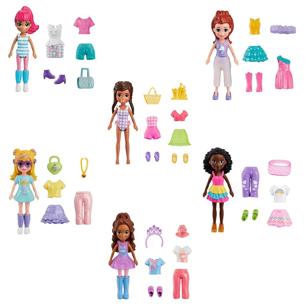 Mattel Games - Polly Pocket Dolls & 5 Accessories 1pc - 3-Inch - Style May Vary