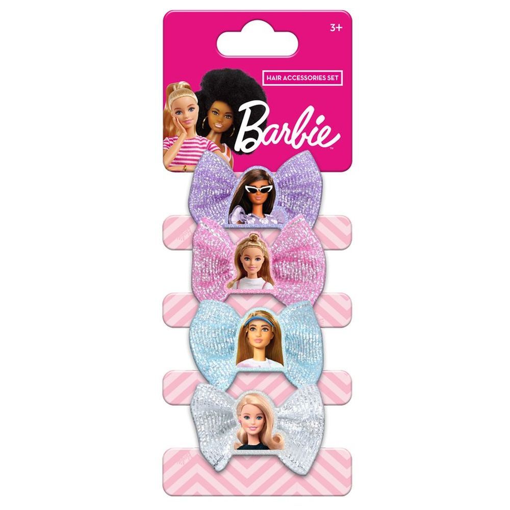 Barbie - Girls Hair Bow Clips - 4pcs