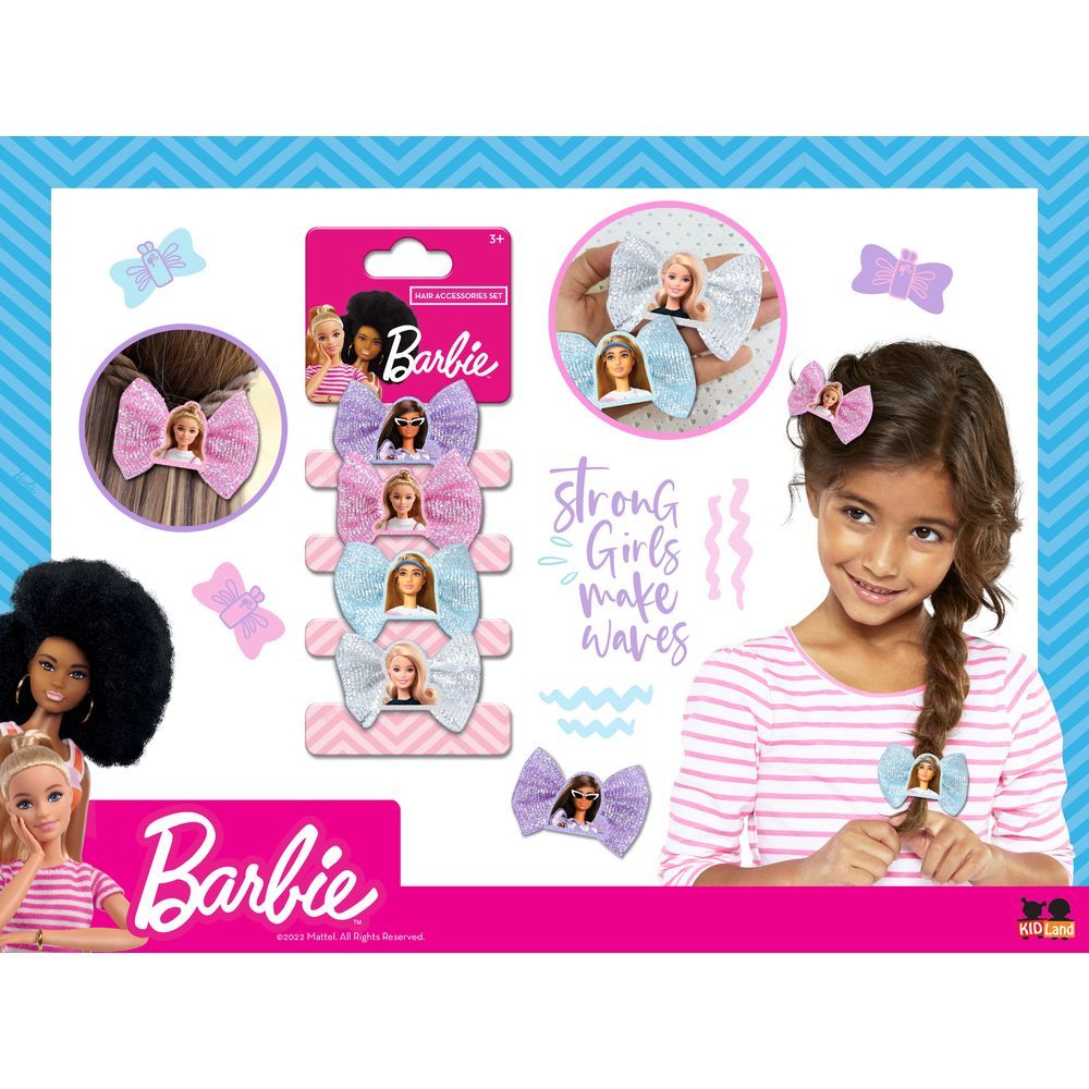 Barbie - Girls Hair Bow Clips - 4pcs