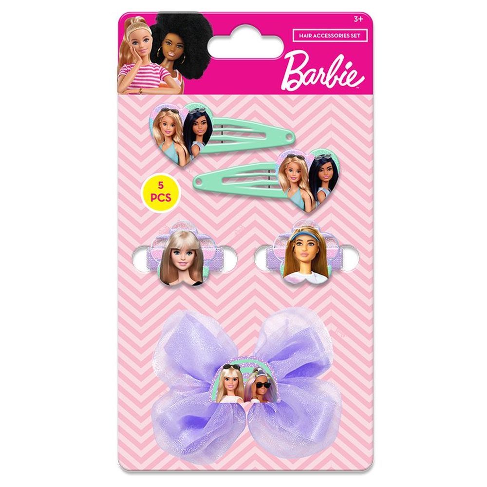 Barbie - Girls Hair Bow & Clips - 5pcs