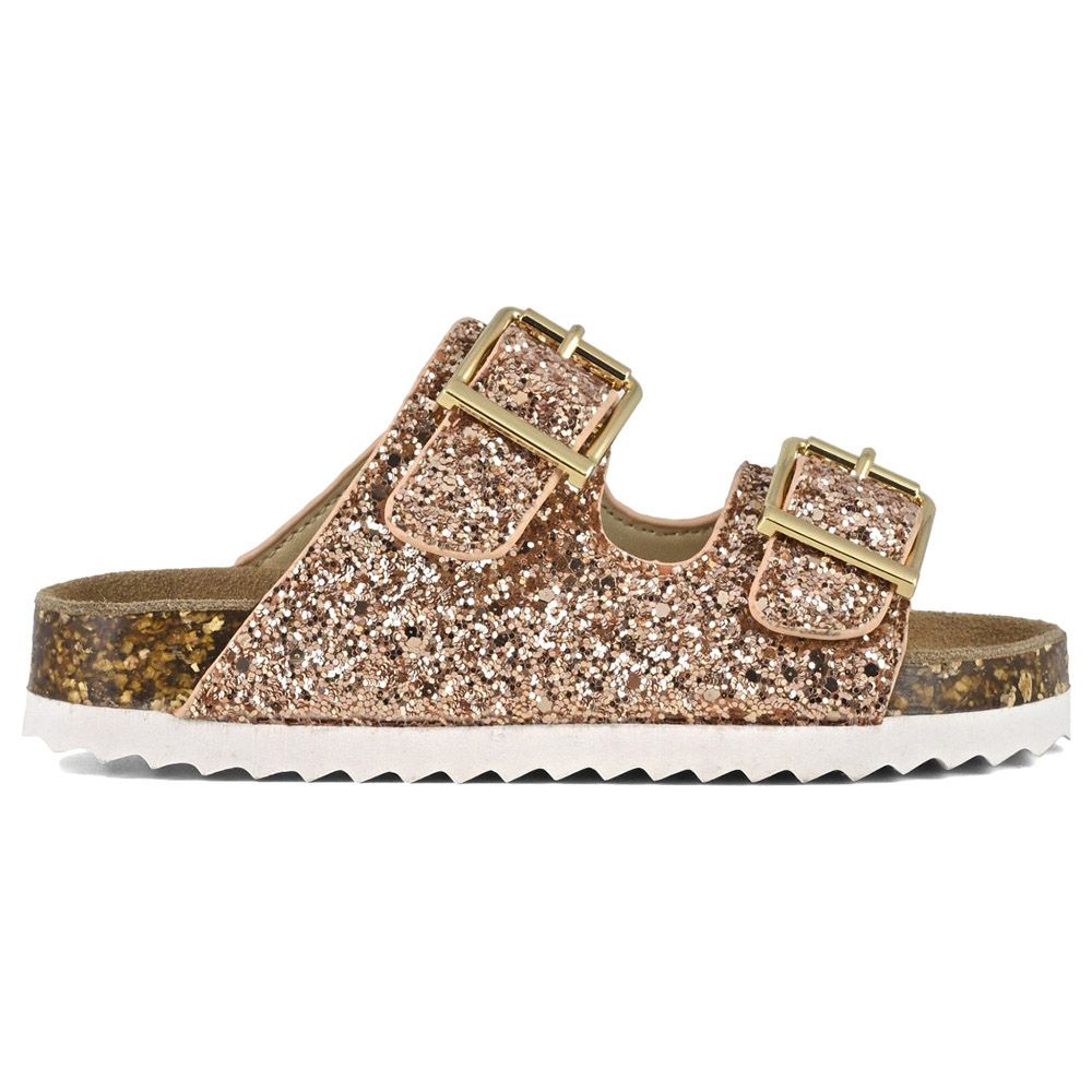 Colors of California - 2 Buckles Glitter Sandal - Pink Gold