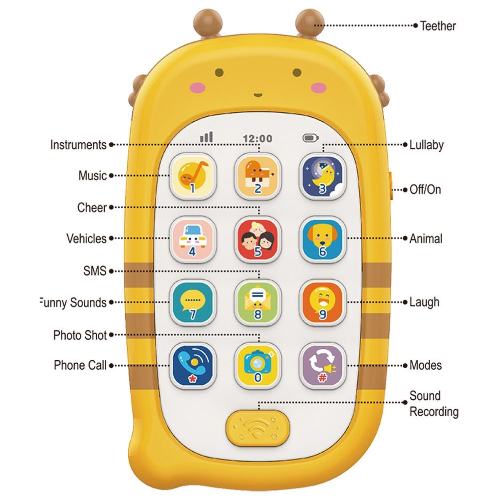 Huanger - Kid's Musical Fun Animal Mobile Phone - Bee - Yellow