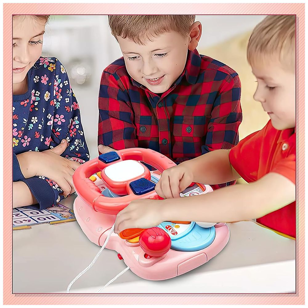 Huanger - Kids Musical Smart Steering Wheel Simulation Toy - Pink