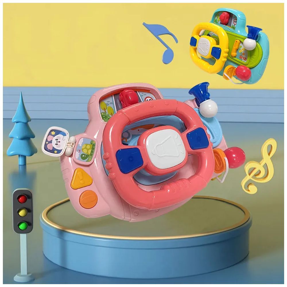 Huanger - Kids Musical Smart Steering Wheel Simulation Toy - Pink