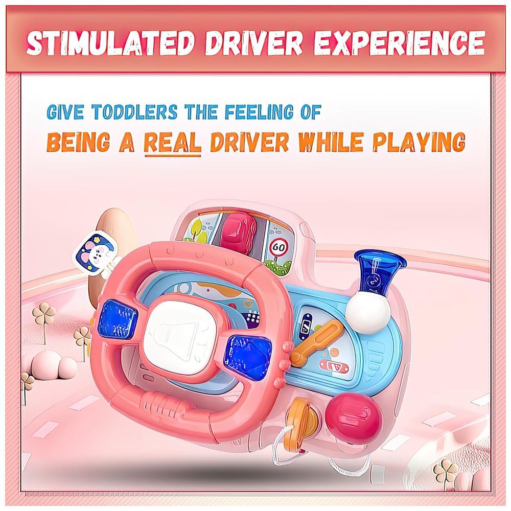 Huanger - Kids Musical Smart Steering Wheel Simulation Toy - Pink