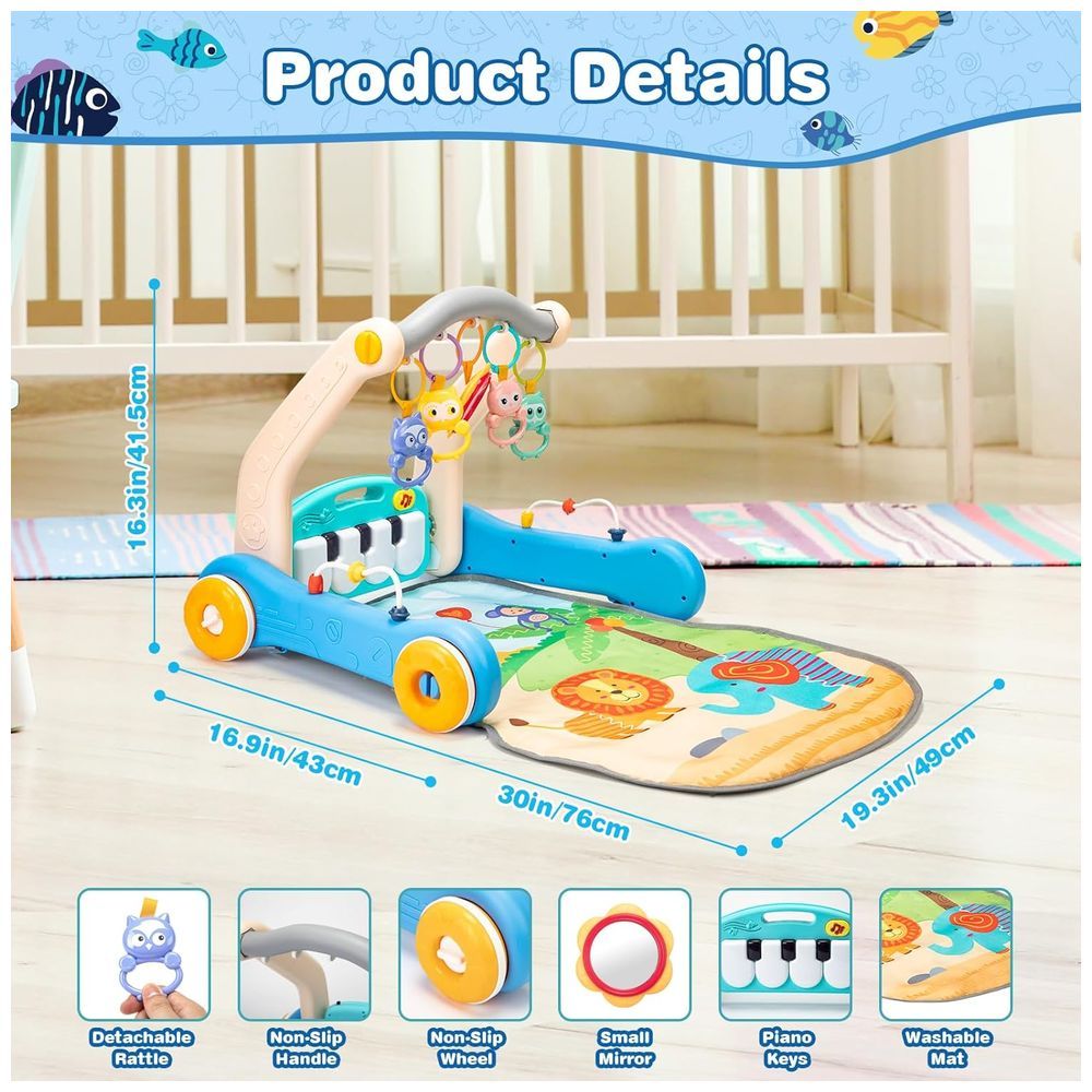 Huanger - 2-In-1 Baby Piano Playmat w/ Music & Walker