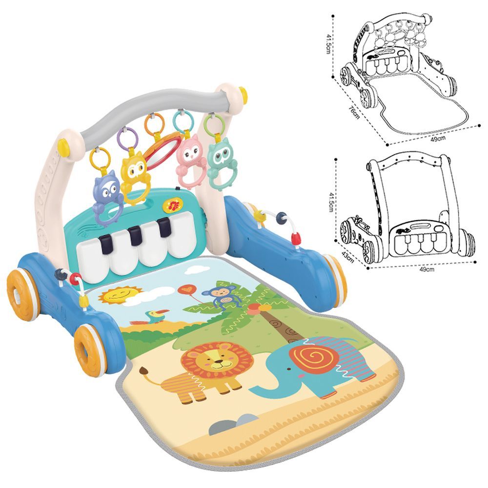 Huanger - 2-In-1 Baby Piano Playmat w/ Music & Walker