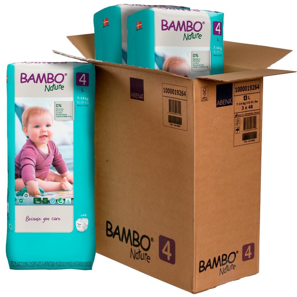 Bambo Nature - Eco-Friendly Diapers, Size 4, 7-14kg 48 pcs, Tall Pack