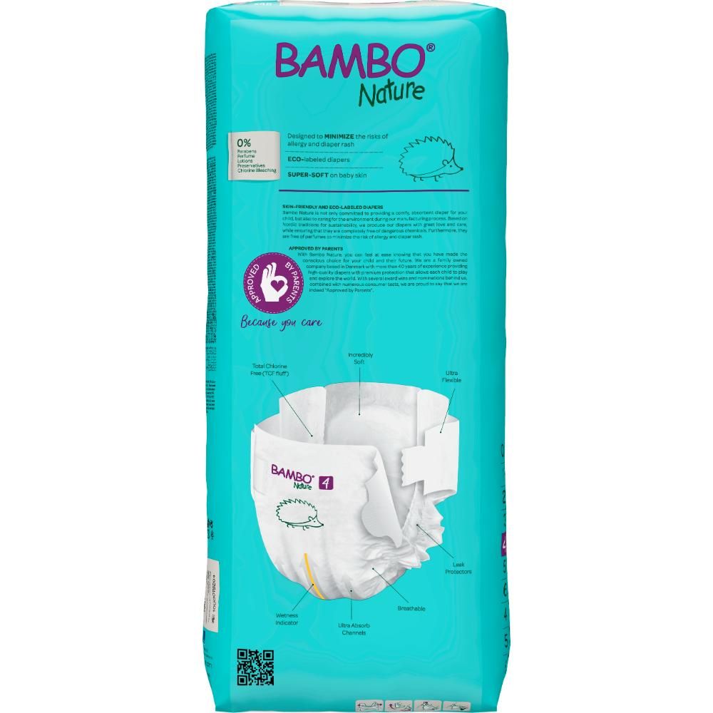 Bambo Nature - Eco-Friendly Diapers, Size 4, 7-14kg 48 pcs, Tall Pack