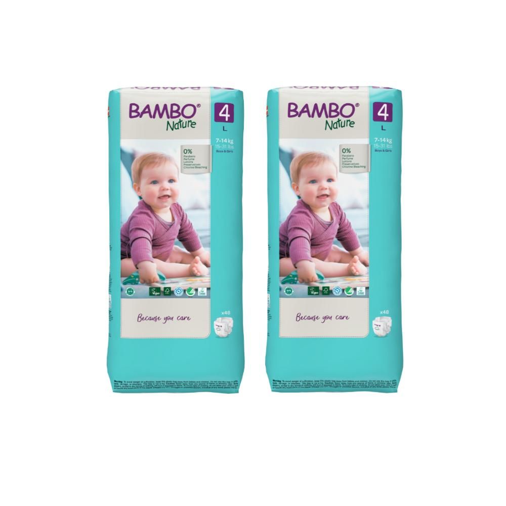 Bambo Nature - Eco-Friendly Diapers, Size 4, 7-14kg 96 pcs,Tall Value Pack