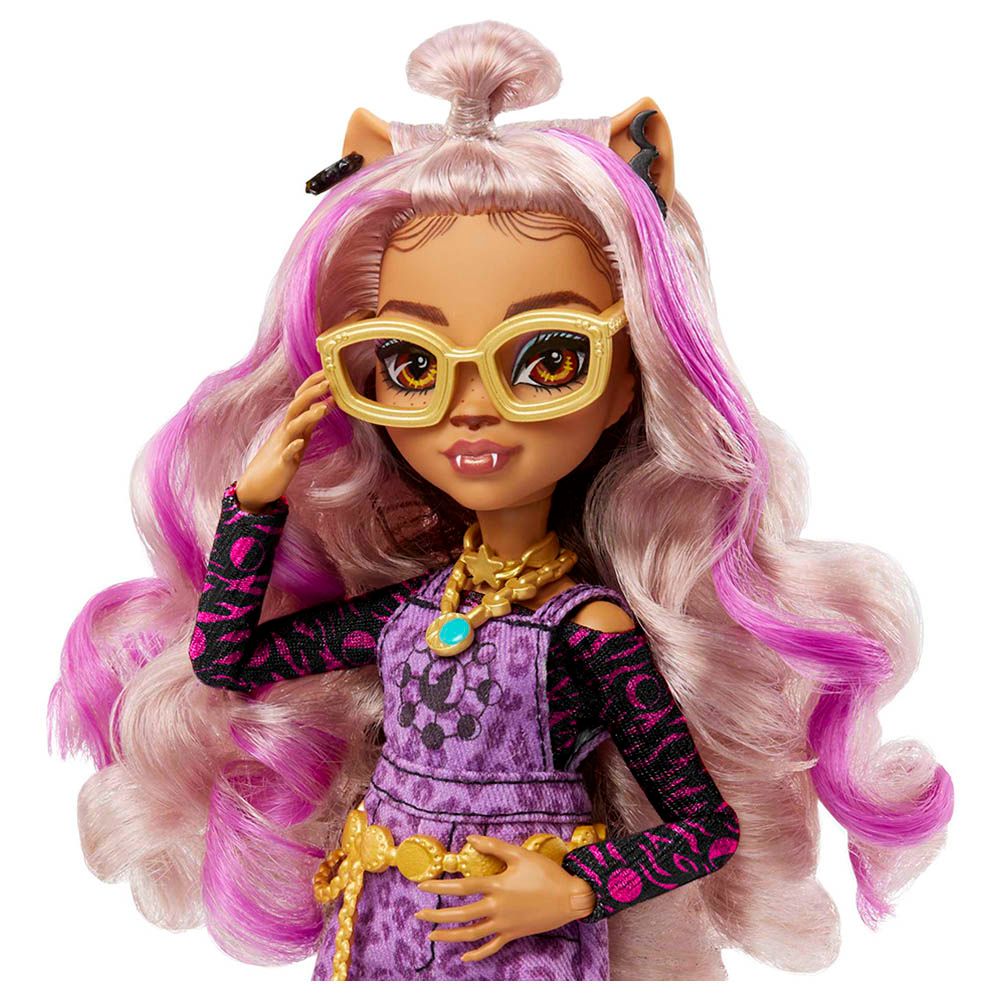 Mattel Games - Monster Posable Doll w/ Accessories & Pet Dog - Clawdeen Wolf