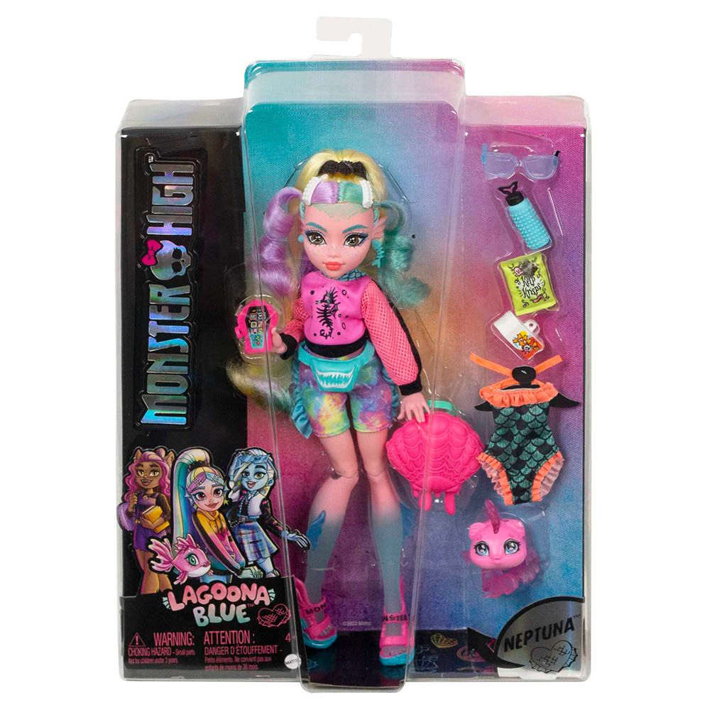 Mattel Games - Monster Posable Doll w/ Accessories & Pet - Lagoona Blue