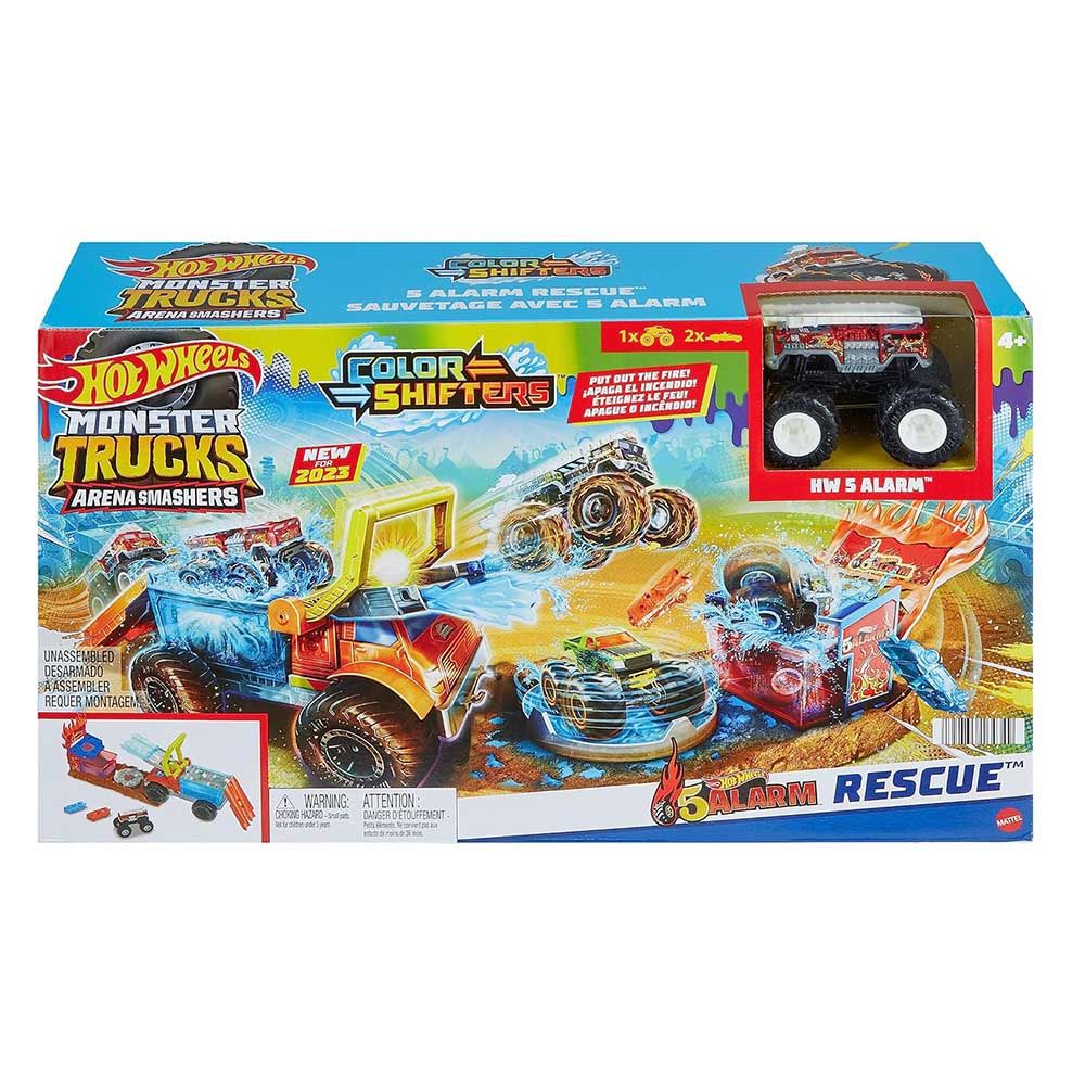 Hot Wheels - Arena Smashers/ 5 Alarm's Color Shifter Water Blast Smash Playset