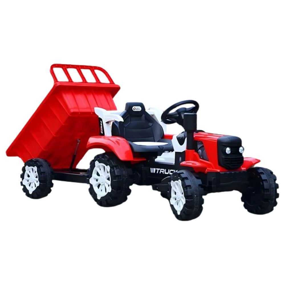 Megastar - Bump And Dump Hydraulic Ride On Tractor - Red - 12V