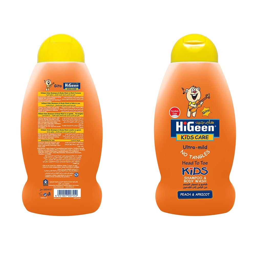 HiGeen - Kids Shampoo - Peach And Apricot - Gito - 500 ml