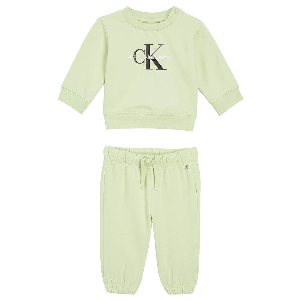 Calvin Klein - 2pc-Set - Monogram CK Sweatshirt And Pant - Green