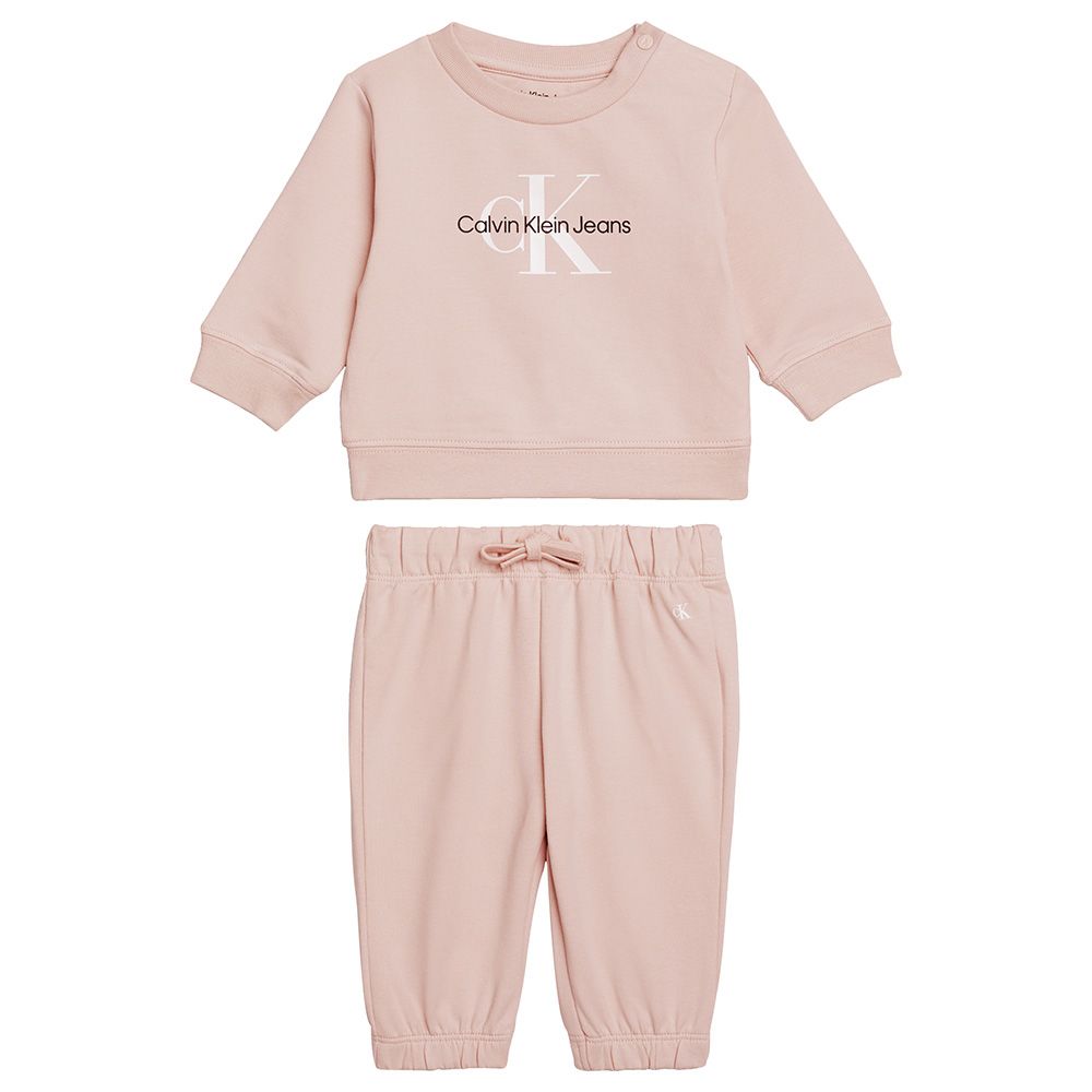 Calvin Klein - 2pc-Set - Monogram Sweatshirt & Joggers - Pink