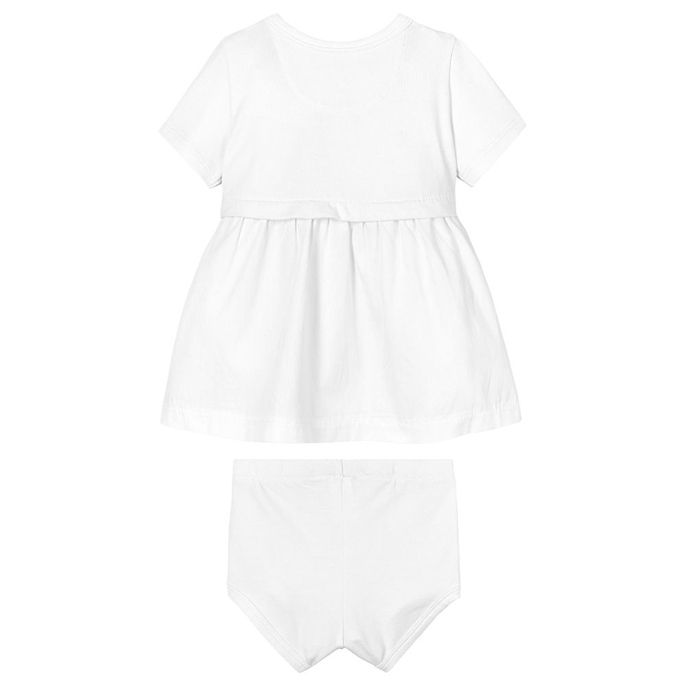 Calvin Klein - 2pc-Set - Monogram Logo Short Sleeves Dress And Brief - White