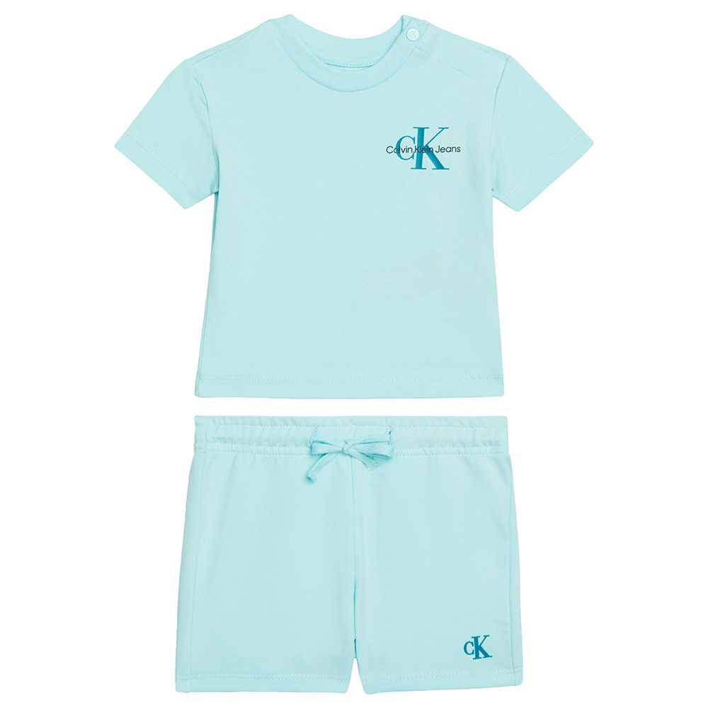 Calvin Klein - 2pc-Set - Monogram Logo T-Shirt And Shorts - Blue