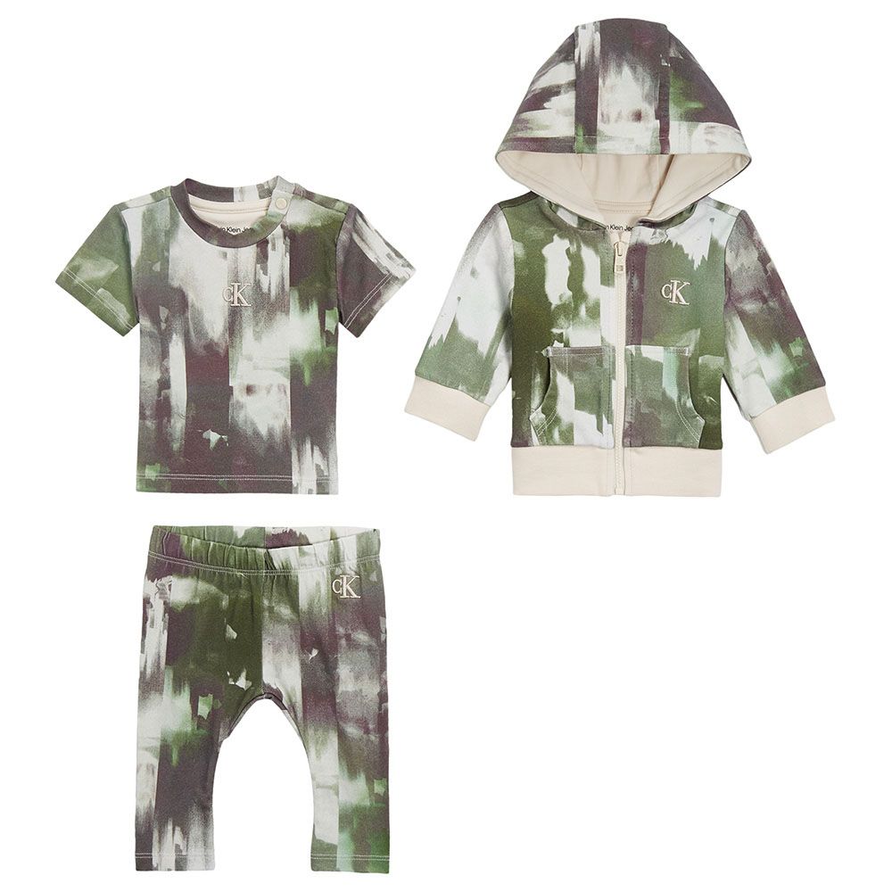 Calvin Klein - 3pc-Set - Tie-Dye T-Shirt, Hoodie & Pants - Holographic