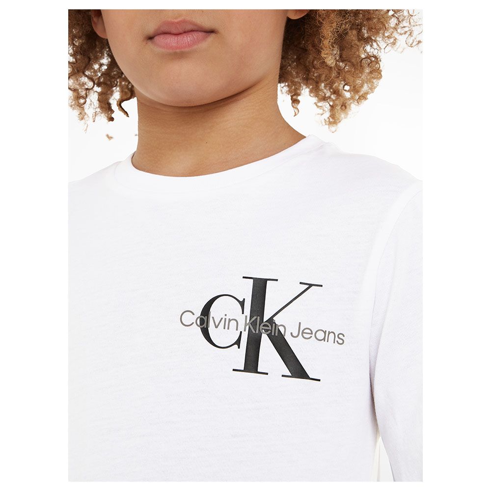 Calvin Klein - Boys Monogram Long Sleeves T-Shirt - Bright White