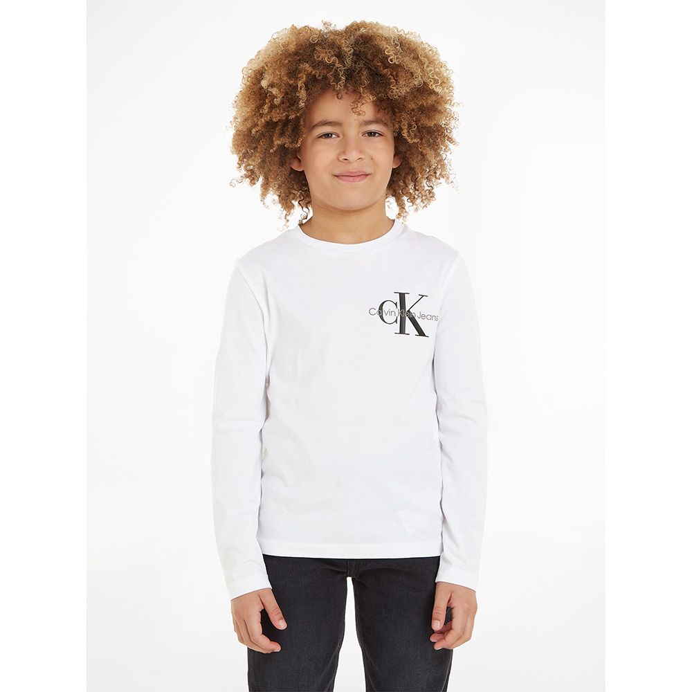 Calvin Klein - Boys Monogram Long Sleeves T-Shirt - Bright White