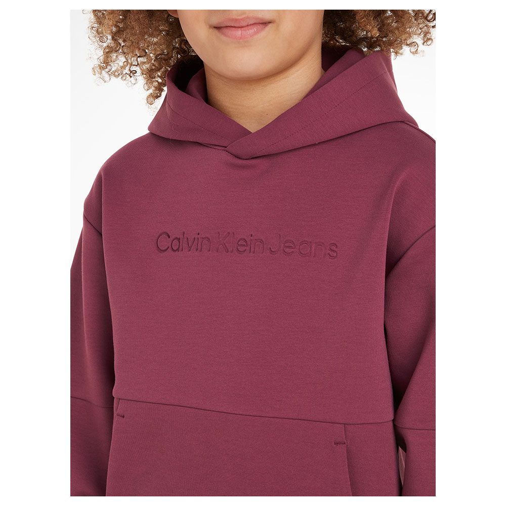 Calvin Klein - Spacer Debossed Logo Hooded Sweatshirt - Red